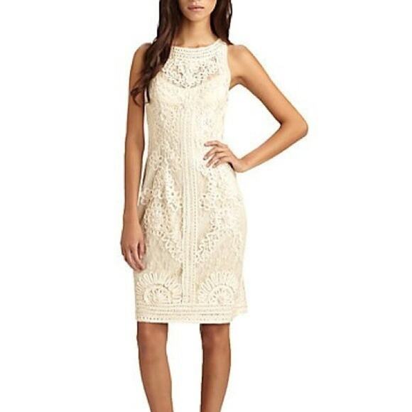Sue Wong Nocturne Soutache Lace Cocktail Dress Size 2 Ivory Sheer Lined Wedding - Picture 4 of 14